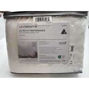 Liz Claiborne Ultra Fit Performance Sheet Set Full Size 575 COOL WHITE